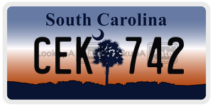 CEK742 license plate in South Carolina