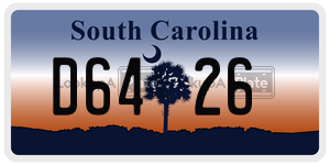 D6426 license plate in South Carolina