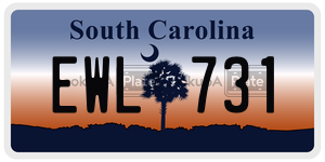 EWL731 license plate in South Carolina