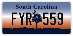 FYR559 license plate in South Carolina
