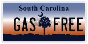 GASFREE license plate in South Carolina
