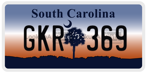 GKR369 license plate in South Carolina