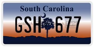 GSH677 license plate in South Carolina