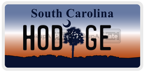 H0DGE  license plate in SC