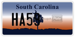 HA59 license plate in South Carolina