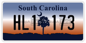 HL1173  license plate in SC