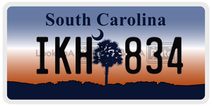 IKH834  license plate in SC