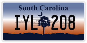 IYL208  license plate in SC
