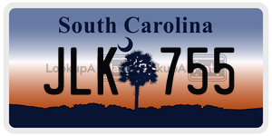 JLK755 license plate in South Carolina