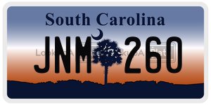 JNM260 license plate in South Carolina