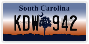 KDW942 license plate in South Carolina