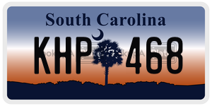 KHP468 license plate in South Carolina