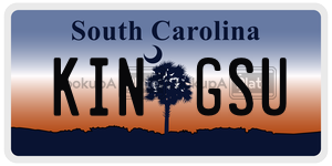 KINGSU license plate in South Carolina