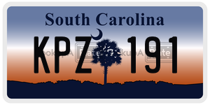 KPZ191 license plate in South Carolina