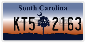 KT52163  license plate in SC
