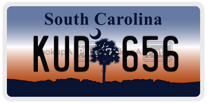 KUD656 license plate in South Carolina