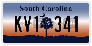 KV1341 license plate in South Carolina
