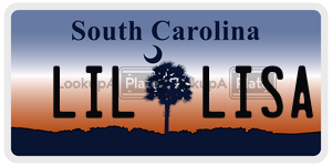 LILLISA license plate in South Carolina