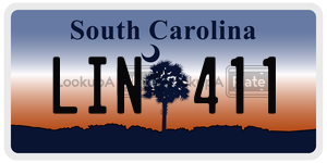 LIN411 license plate in South Carolina