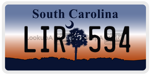 LIR594 license plate in South Carolina