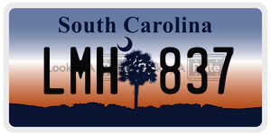 LMH837 license plate in South Carolina