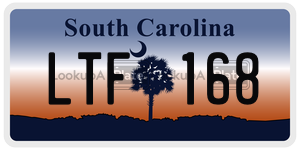 LTF168 license plate in South Carolina