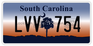 LVV754 license plate in South Carolina