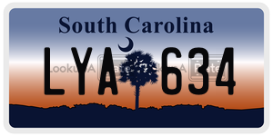 LYA634 license plate in South Carolina