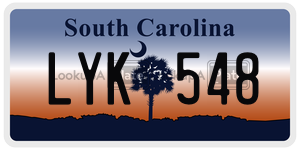 LYK548 license plate in South Carolina