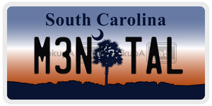 M3NTAL license plate in South Carolina