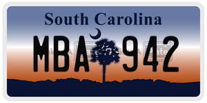 MBA942  license plate in SC