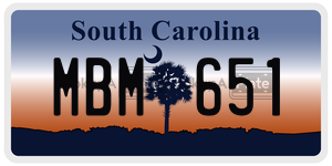 MBM651  license plate in SC