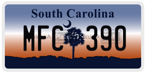 MFC390 license plate in South Carolina