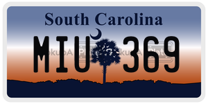 MIU369  license plate in SC