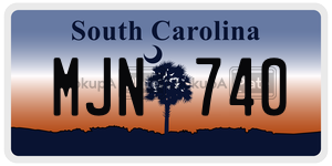 MJN740  license plate in SC