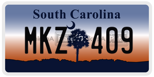 MKZ409 license plate in South Carolina