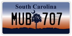 MUB707 license plate in South Carolina