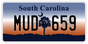 MUD659 license plate in South Carolina