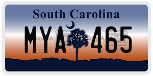 MYA465  license plate in SC