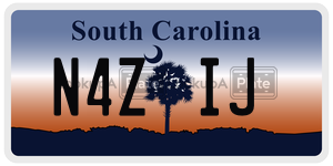 N4ZIJ license plate in South Carolina