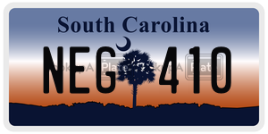 NEG410 license plate in South Carolina