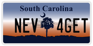 NEV4GET license plate in South Carolina