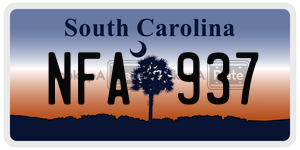 NFA937 license plate in South Carolina