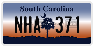 NHA371 license plate in South Carolina