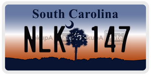NLK147 license plate in South Carolina