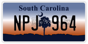 NPJ964  license plate in SC