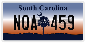 NQA459  license plate in SC