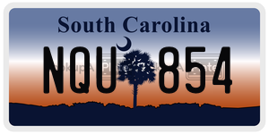 NQU854 license plate in South Carolina