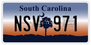 NSV971 license plate in South Carolina