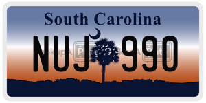 NUJ990  license plate in SC